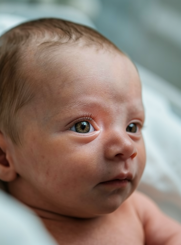 Close-up of an infant's face and eyes